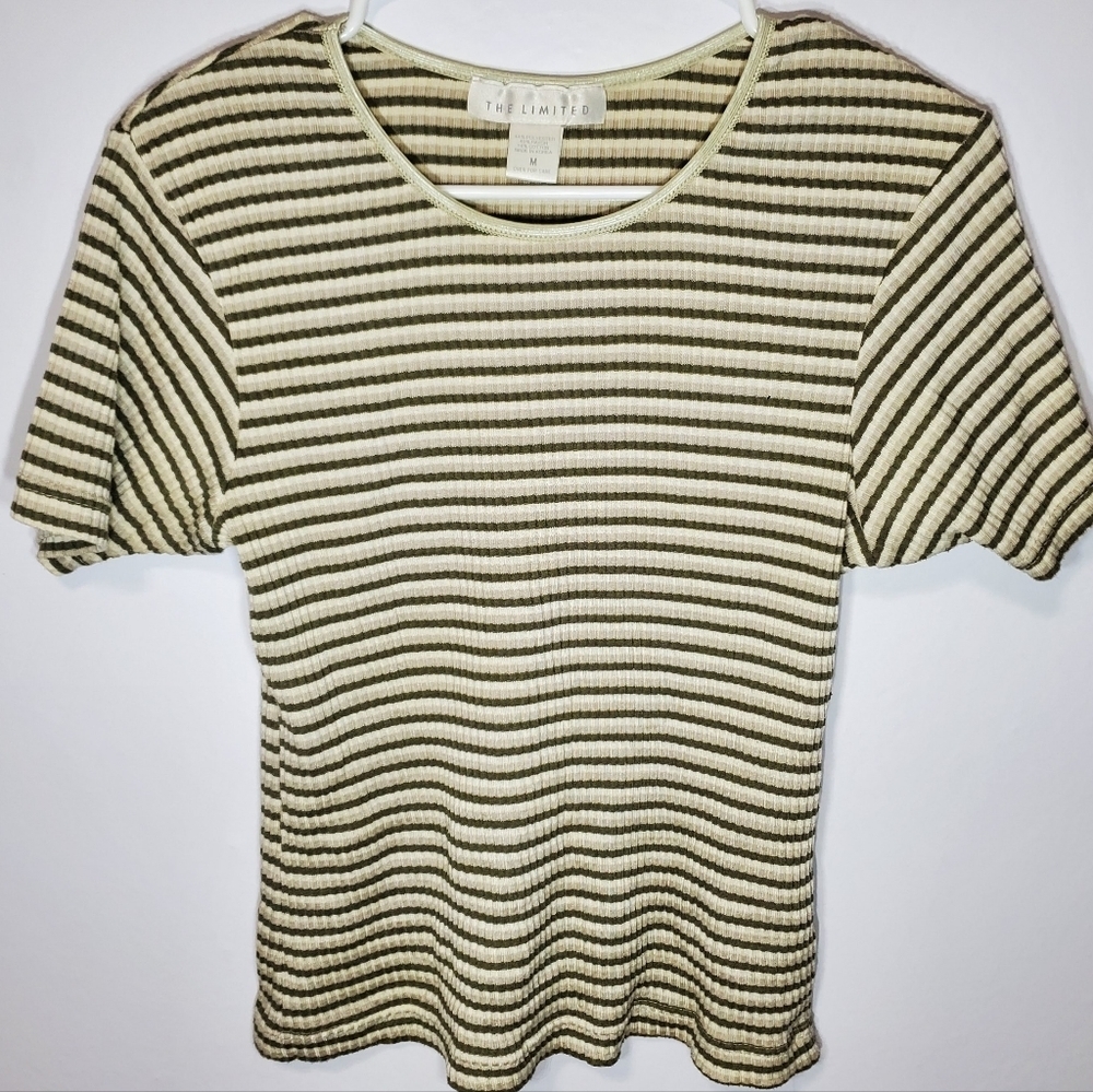 The Limited Womens Shirt Green Stripes - Medium